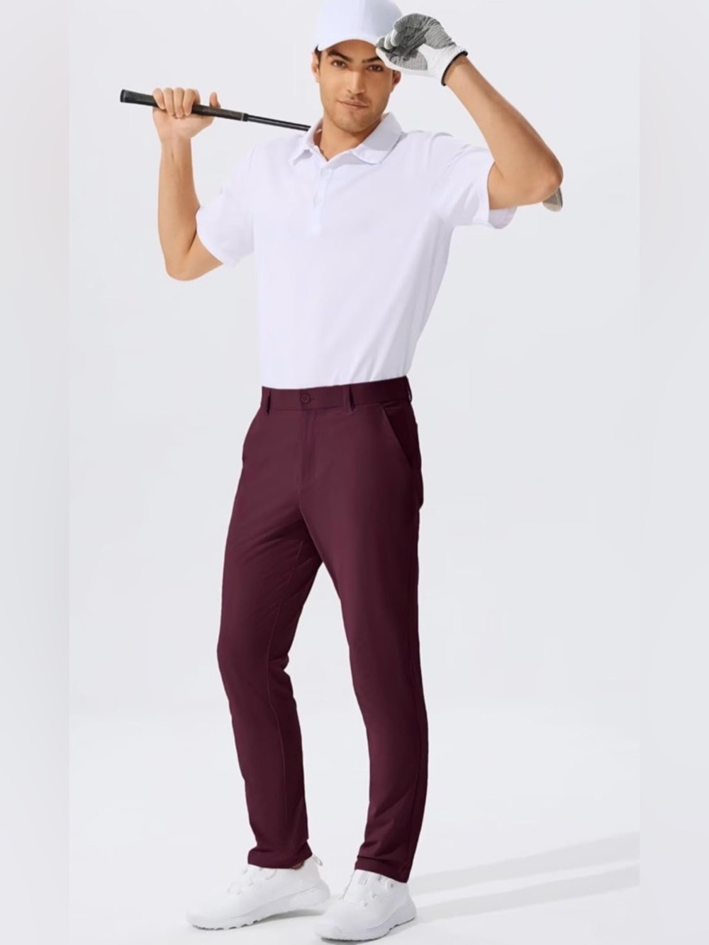 Men's Maroon Golf Pants/Dress Pants with Clean Front 38x34